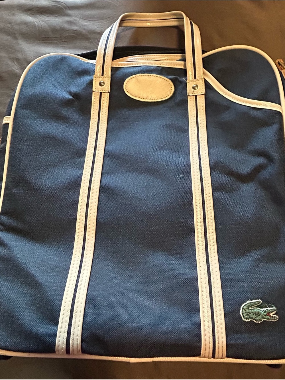 Lacoste Navy Laptop Bag with Cream Trim